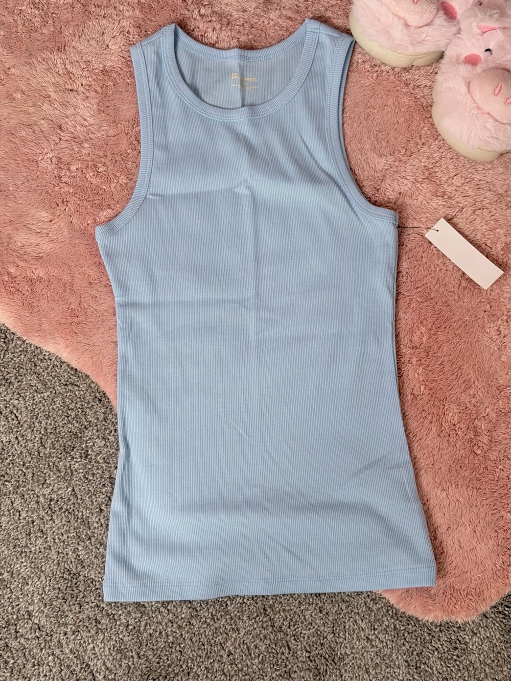 Light Blue Ribbed Tank Top - Women's Sleeveless Top